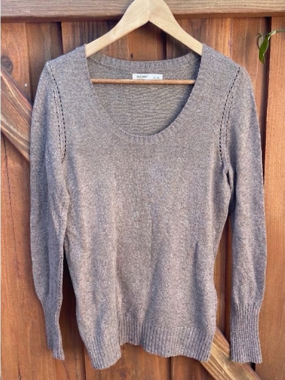 Vtg Old Navy Women's Scoop Neck Sweater Taupe brown collegiate preppy grunge M